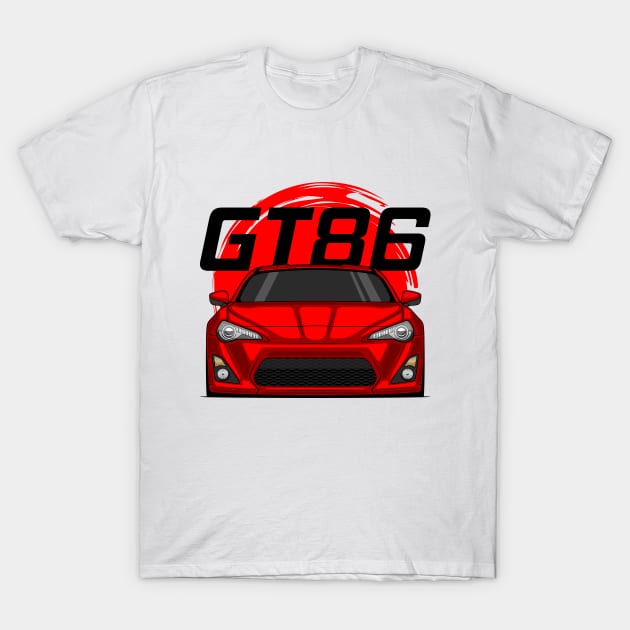 Front Red GT86 MK1 Pre JDM T-Shirt by GoldenTuners